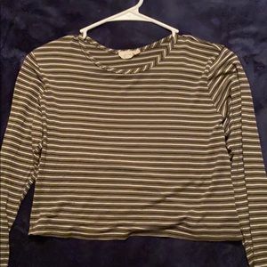 Striped long sleeve crop top